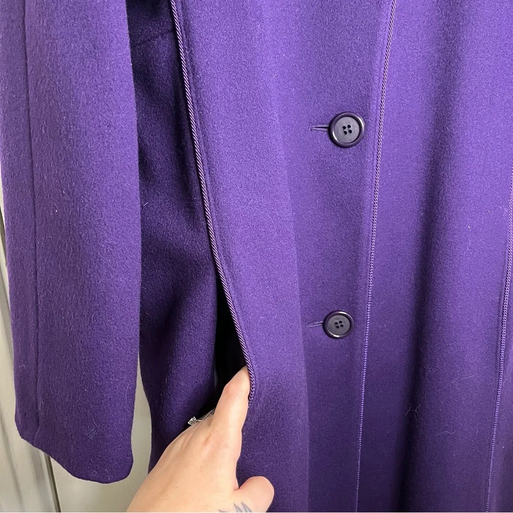 Purple Wool Vintage Button Down Long Jacket - Picture 4 of 9